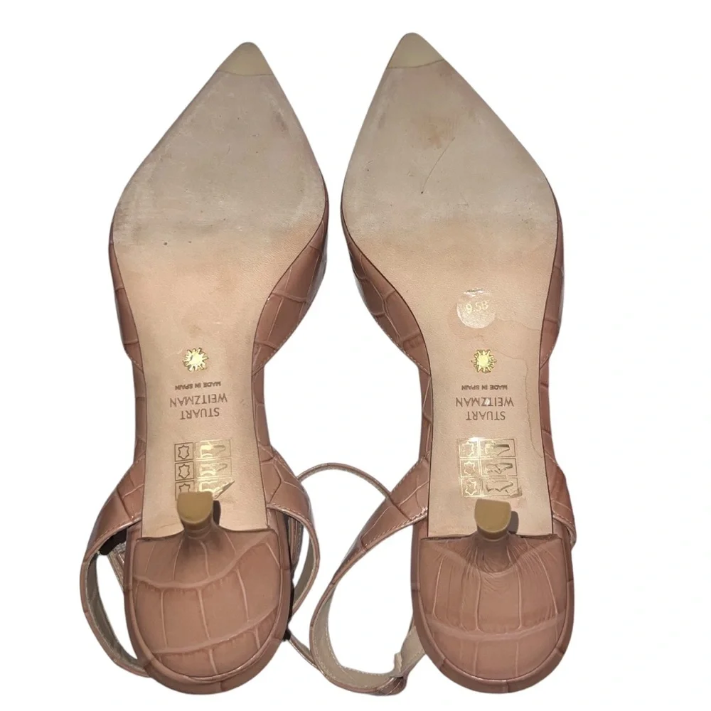 NEW NIB Stuart Weitzman Barelythere 50 Pump In Toast Printed Soft Croc